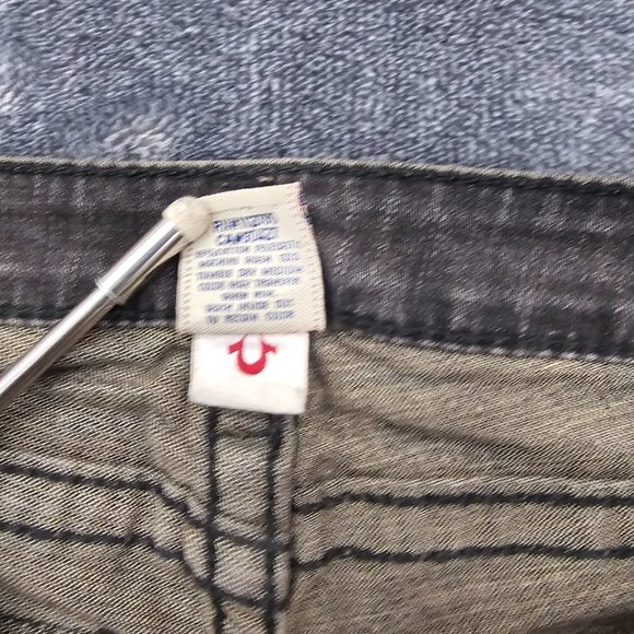 True Religion Billy Big T Jeans womens 26 Black Stretch Flap pockets distressed - Picture 6 of 16